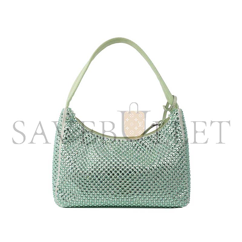 PRADA MINT GREEN CRYSTAL RE-EDITION 2000 SHOULDER BAG (22*17*6cm) 